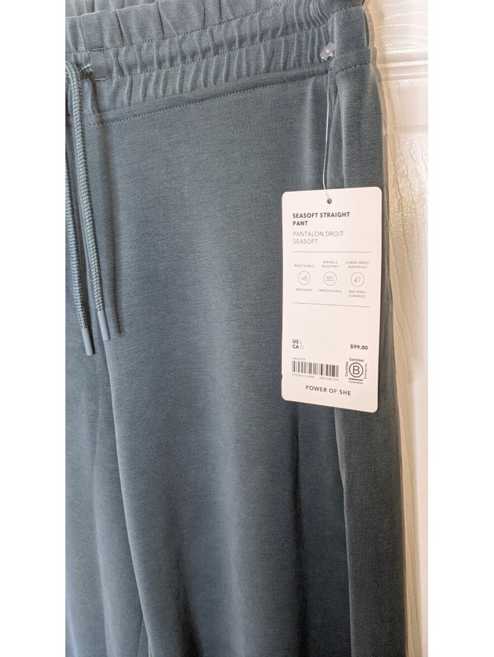 Athleta Women's Seasoft Mid Rise Straight Pants NWT Soft Blue-Green Size Large - Picture 4 of 8